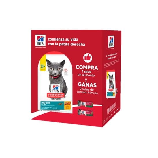 Pack Hills Kitten Indoor 1,58Kg Mas 2 Latas