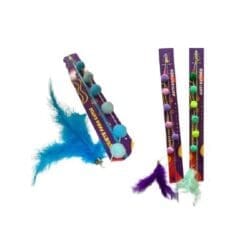 Juguete Gato Varilla Pompon Con Pluma