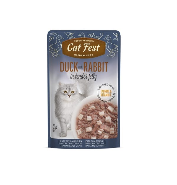Cat Fest Pouch Pato Con Conejo 70Gr